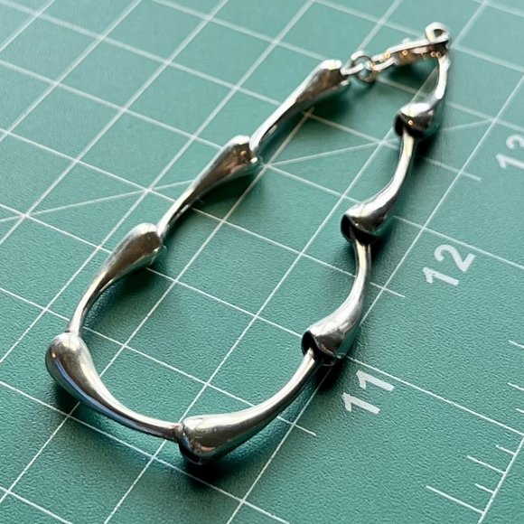 New Genuine 925 Sterling Silver 7.5" Curved Pearl Wave Link Bracelet Gift Box - Picture 1 of 5